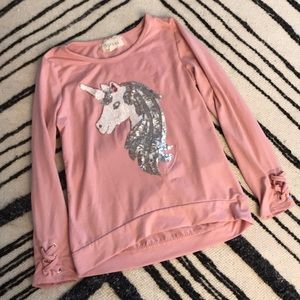 Unicorn long sleeved t shirt, size 8